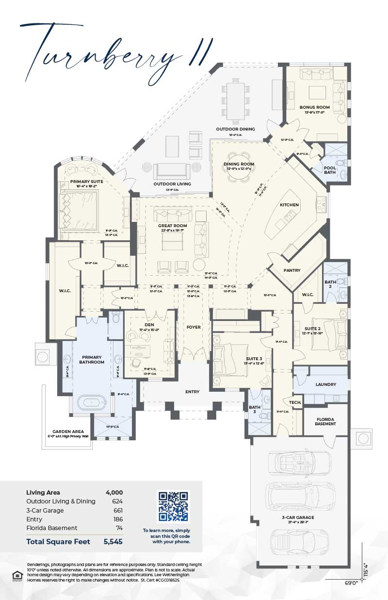 Turnberry II 4000 Custom Home Floor Plan