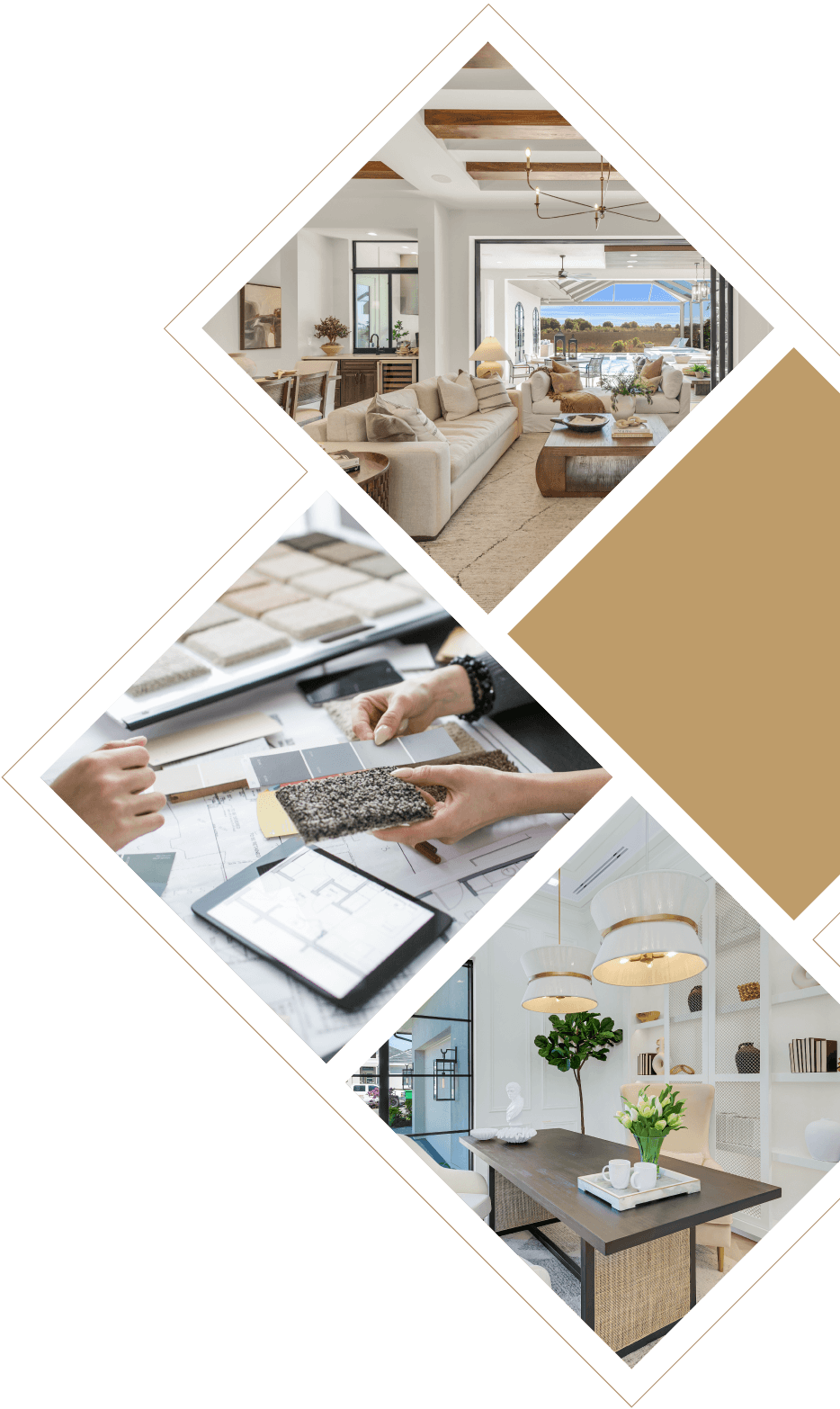 Interior design concepts: living room, architectural plans, dining area